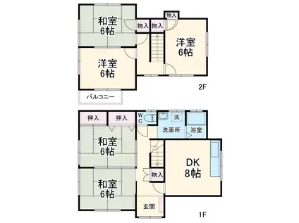 名鉄三河線 碧南駅 徒歩17分 2階建 築34年(5DK)の間取り写真