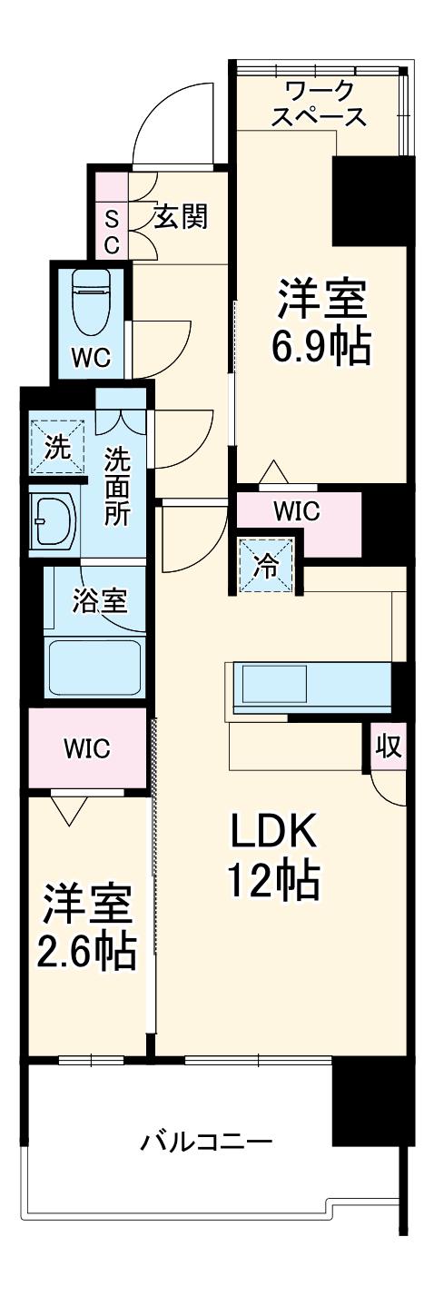 アーバネックス本町Ⅱ(2LDK/5階)の間取り写真