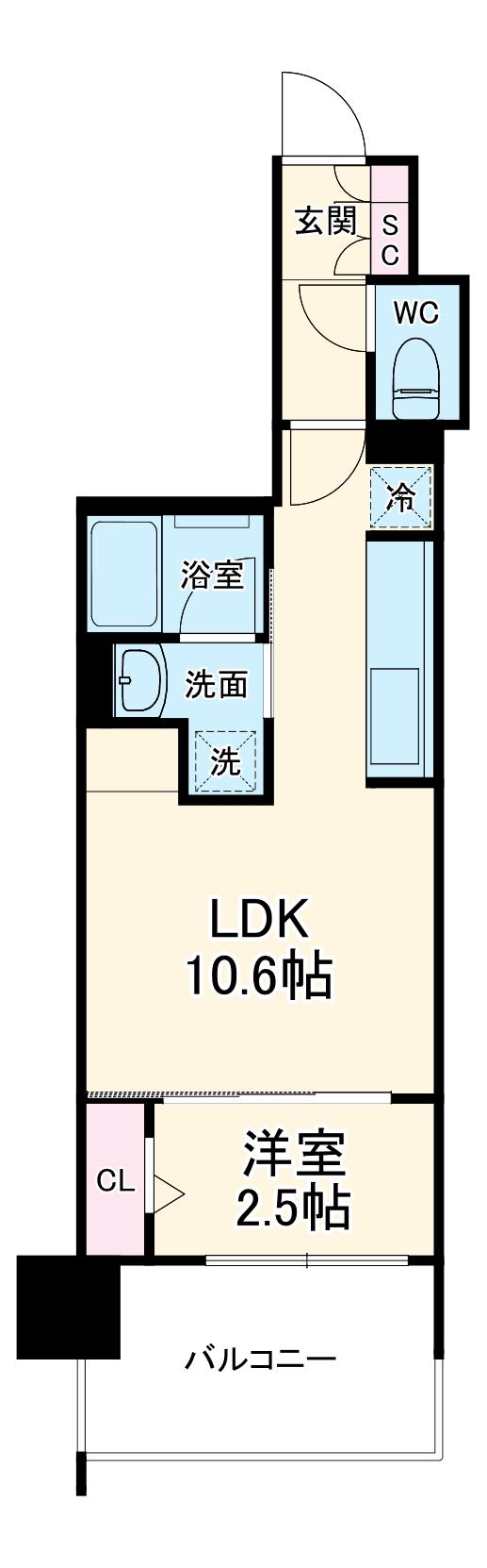 アーバネックス本町Ⅱ(1LDK/7階)の間取り写真