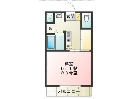 ラ・ヴィスタ(1K/3階)の間取り写真