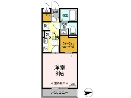 GRAND CHARIOT(1K/1階)の間取り写真