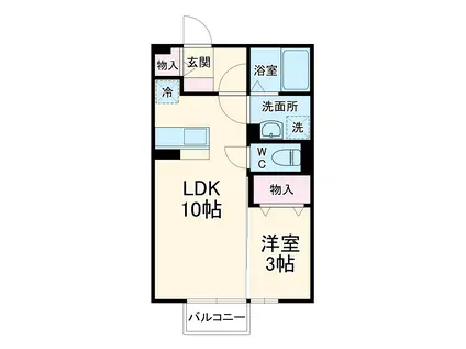 メルベーユパルⅡ(1LDK/2階)の間取り写真