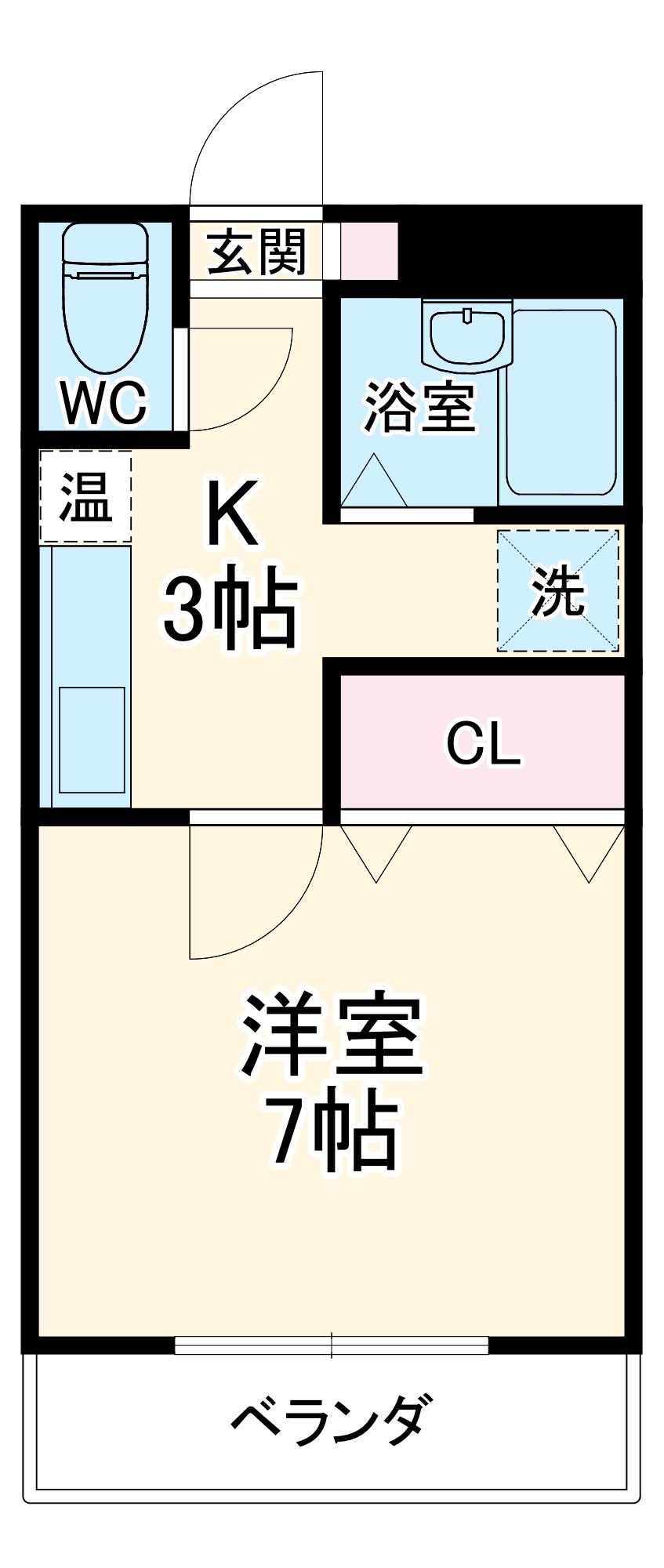 くぬぎハウス(1K/1階)の間取り写真