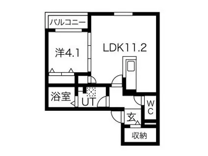 MS 上飯田(1LDK/1階)の間取り写真