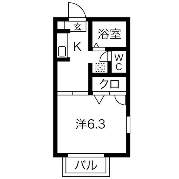 ジュネスルミエール(1K/2階)の間取り写真