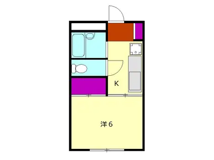 ハイツ一の森1(1K/1階)の間取り写真