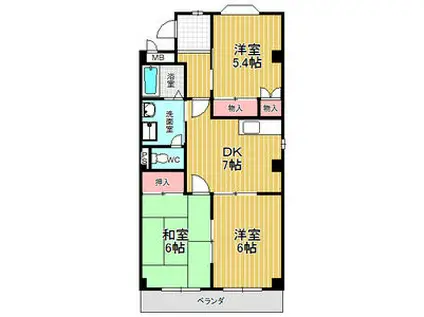 ブルームバンノ(3DK/3階)の間取り写真