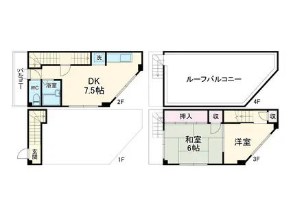 三洋住宅・天六(2DK)の間取り写真