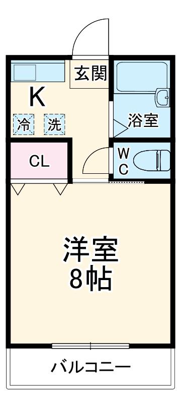 イーストシティ(1K/2階)の間取り写真