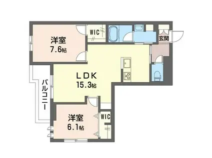 ボヌール新都心(2LDK/2階)の間取り写真