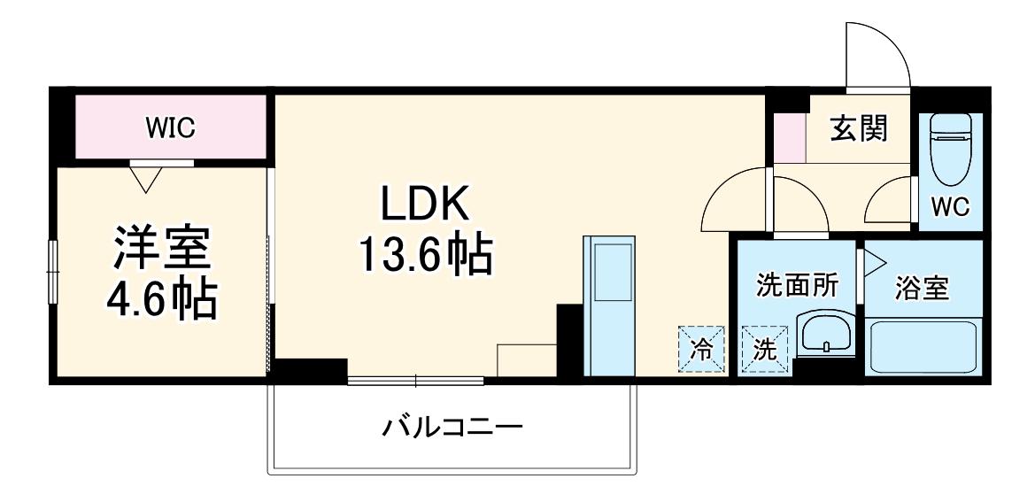 D-ROOM伊勢1丁目(1LDK/1階)の間取り写真