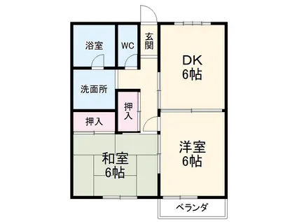 エクメーネ加藤Ⅱ(2DK/2階)の間取り写真