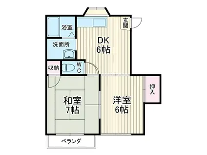 グリーンパークB(2DK/2階)の間取り写真