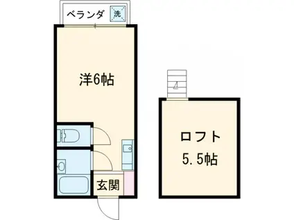 リーガル武蔵関(ワンルーム/2階)の間取り写真