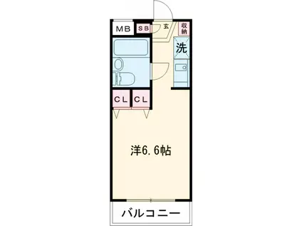 シテイ深沢(ワンルーム/1階)の間取り写真