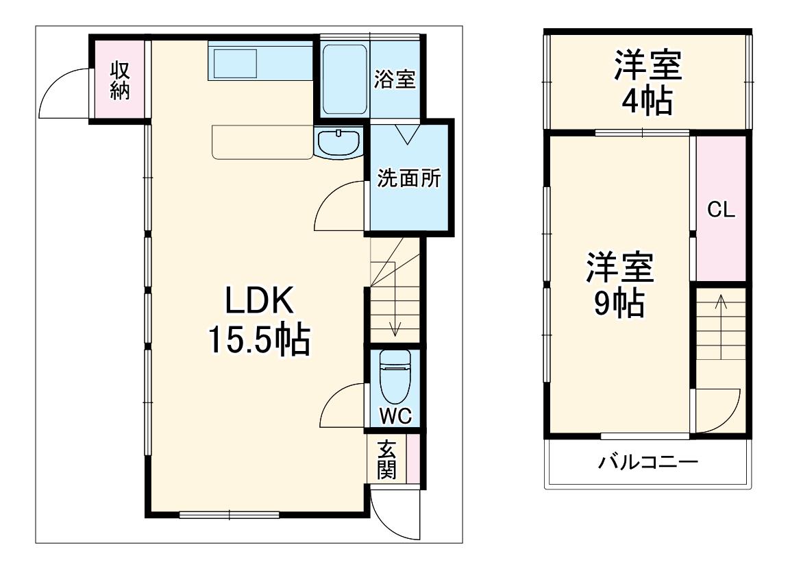 相模線 上溝駅 徒歩18分 2階建 築55年(2LDK)の間取り写真