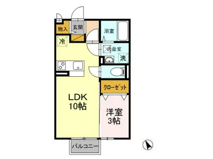 クロスクローバー Ⅱ(1LDK/2階)の間取り写真