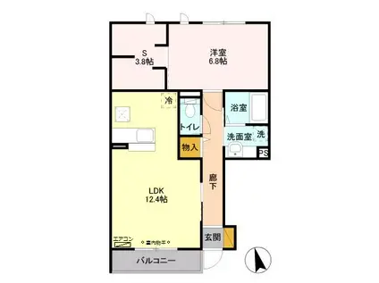 シエルツリーⅡ(1LDK/1階)の間取り写真