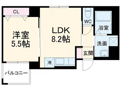 ラピスラズリ(1LDK/2階)の間取り写真
