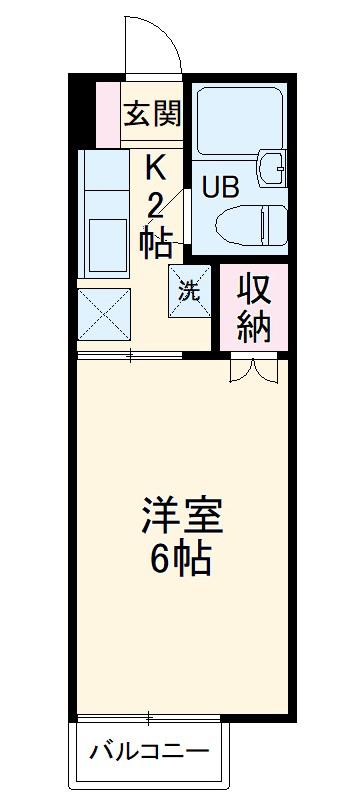 コーポパインヒル(1K/2階)の間取り写真