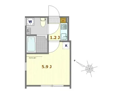 アザレ西小岩(1K/3階)の間取り写真