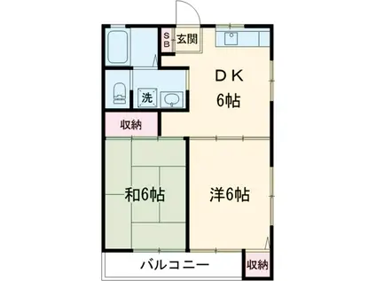 カーサヒコⅡ号棟(2DK/1階)の間取り写真