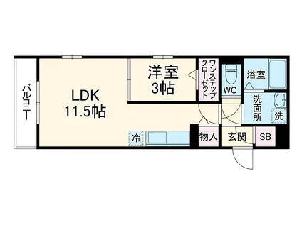 プルミエⅢ(1LDK/2階)の間取り写真
