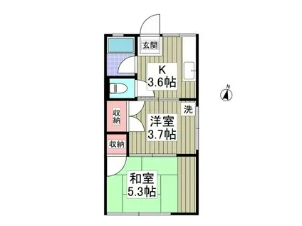 中津川アパート(2K/1階)の間取り写真