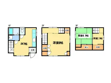 大阪メトロ谷町線 守口駅 徒歩6分 3階建 築47年(3DK)の間取り写真