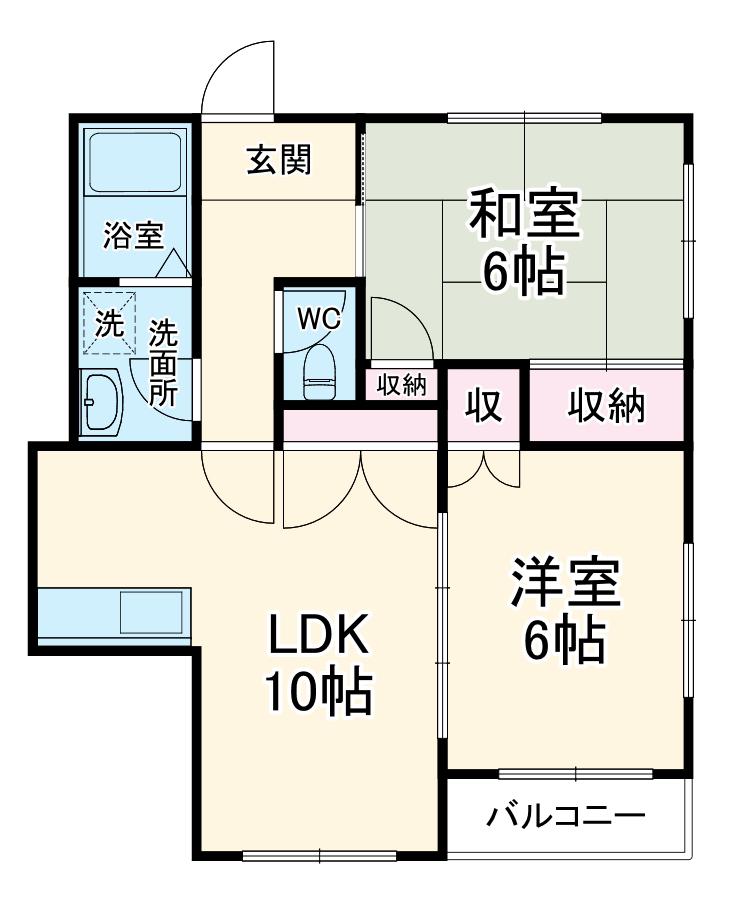 尾野スカイハイツ3(2LDK/3階)の間取り写真