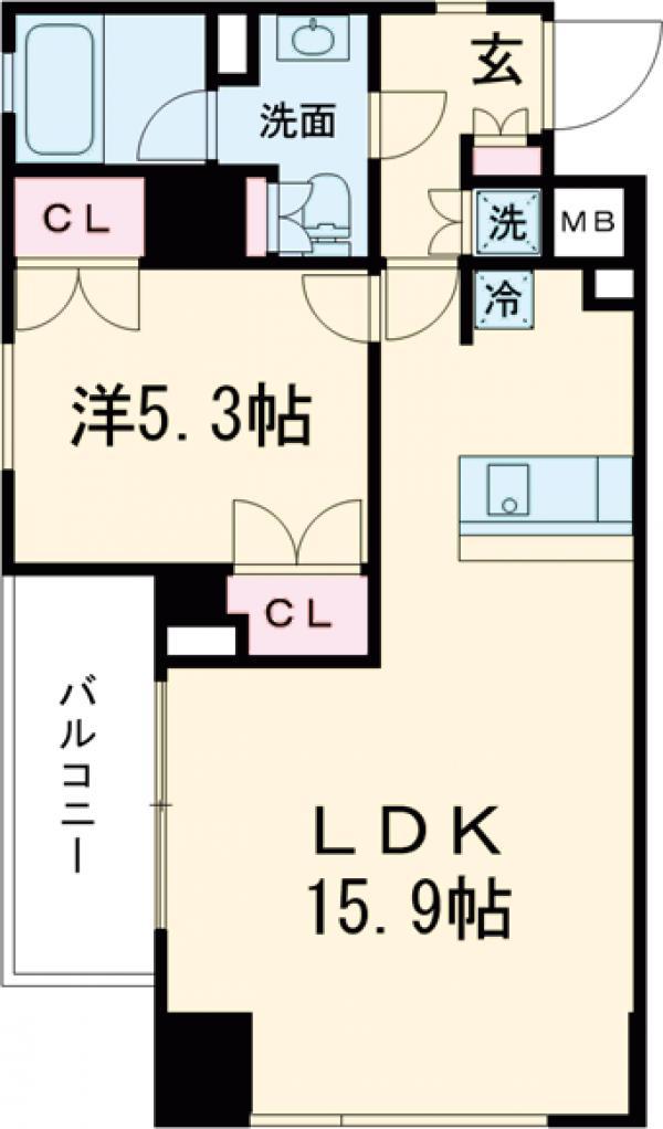 ラティエラ成城学園前(1LDK/6階)の間取り写真
