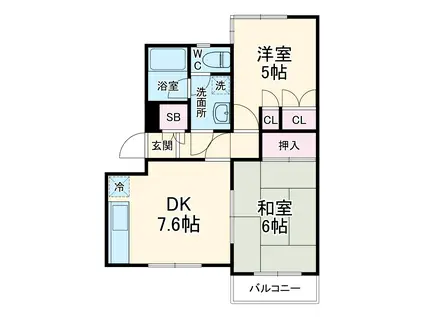 狛江レジデンス(2DK/2階)の間取り写真