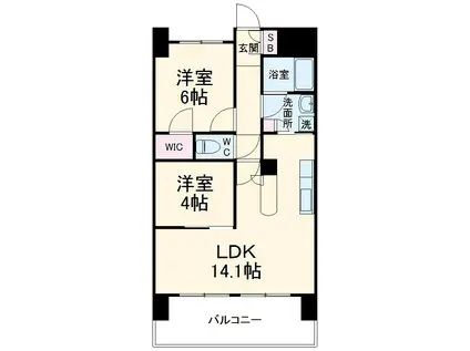 LA DOUCEUR山王(2LDK/7階)の間取り写真