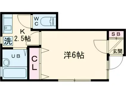東急目黒線 奥沢駅 徒歩5分 2階建 築26年(1K/1階)の間取り写真