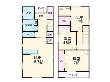 名鉄名古屋本線 笠松駅 徒歩34分 1階建 築1年(3LDK)の間取り写真