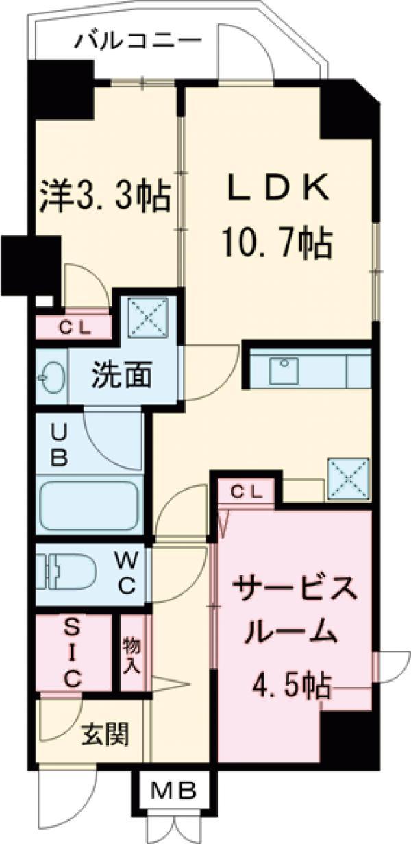 S-RESIDENCE瑞江(1SLDK/4階)の間取り写真