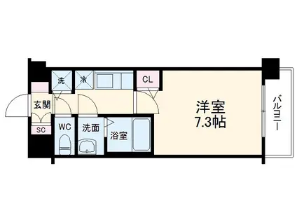 アスヴェル京都壬生ウエスト(1K/2階)の間取り写真