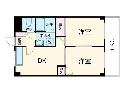 ドミールオガワ(2DK/3階)の間取り写真