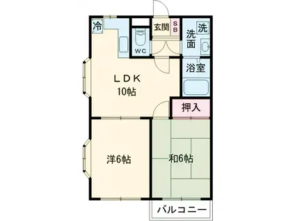 ホワイトローズマンション(2LDK/2階)の間取り写真