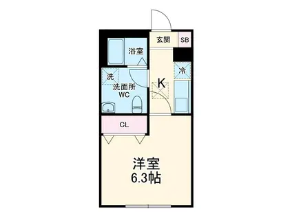 ルナモンド大和田(1K/1階)の間取り写真