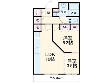 ライオンズステージ関内メダリオン(1SLDK/9階)の間取り写真