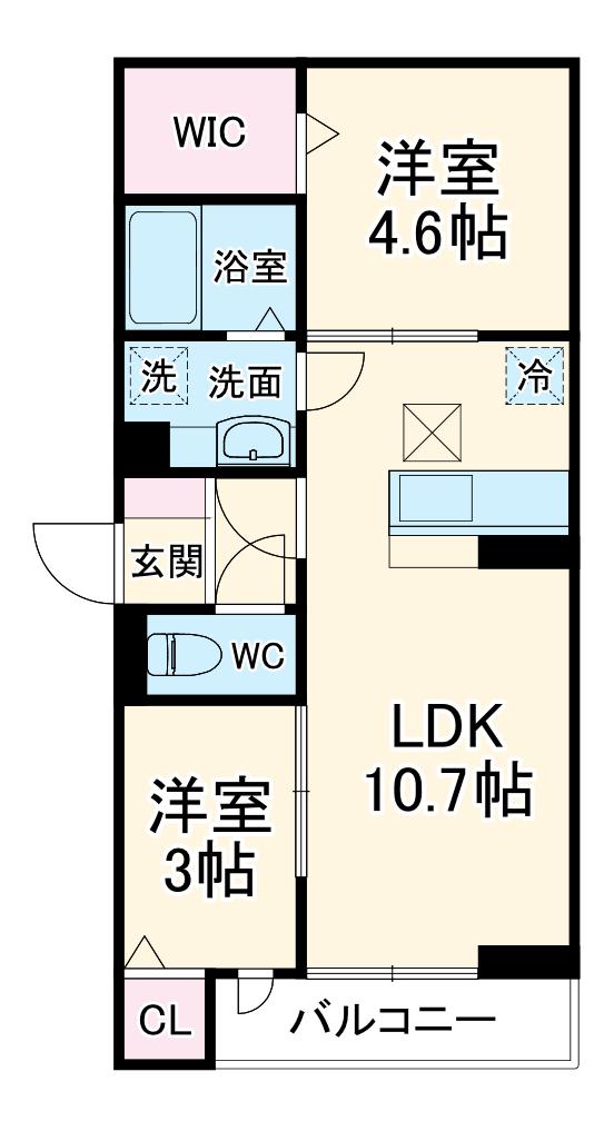 ルリアン西寺尾Ⅰ(2LDK/1階)の間取り写真