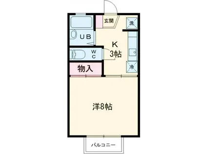 ライトハウス 1(1K/1階)の間取り写真