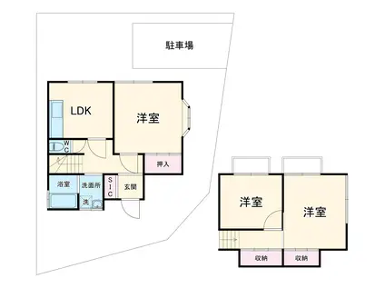 東武鉄道野田線 南桜井駅(埼玉) 徒歩15分 2階建 築47年(3DK)の間取り写真