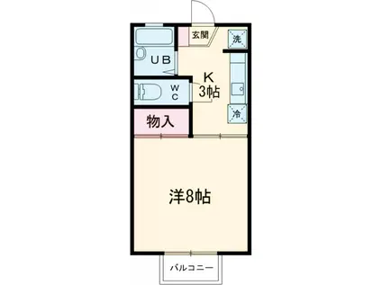 ライトハウス 1(1K/2階)の間取り写真
