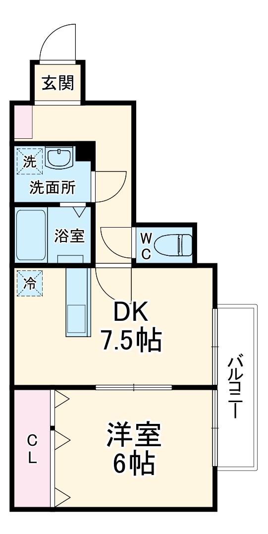RIVE GAUCHE(1DK/2階)の間取り写真