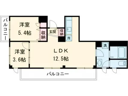 バーニッシュ世田谷(2LDK/3階)の間取り写真
