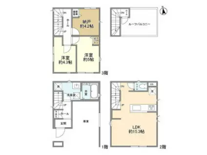 京浜東北・根岸線 さいたま新都心駅 徒歩14分 3階建 築3年(2SLDK)の間取り写真