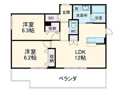 NMKアイオイRESIDENCE(2LDK/3階)の間取り写真