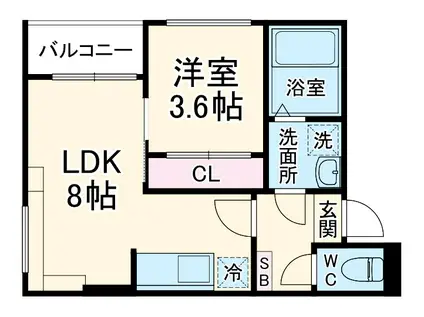 KATZE本笠寺(1LDK/1階)の間取り写真